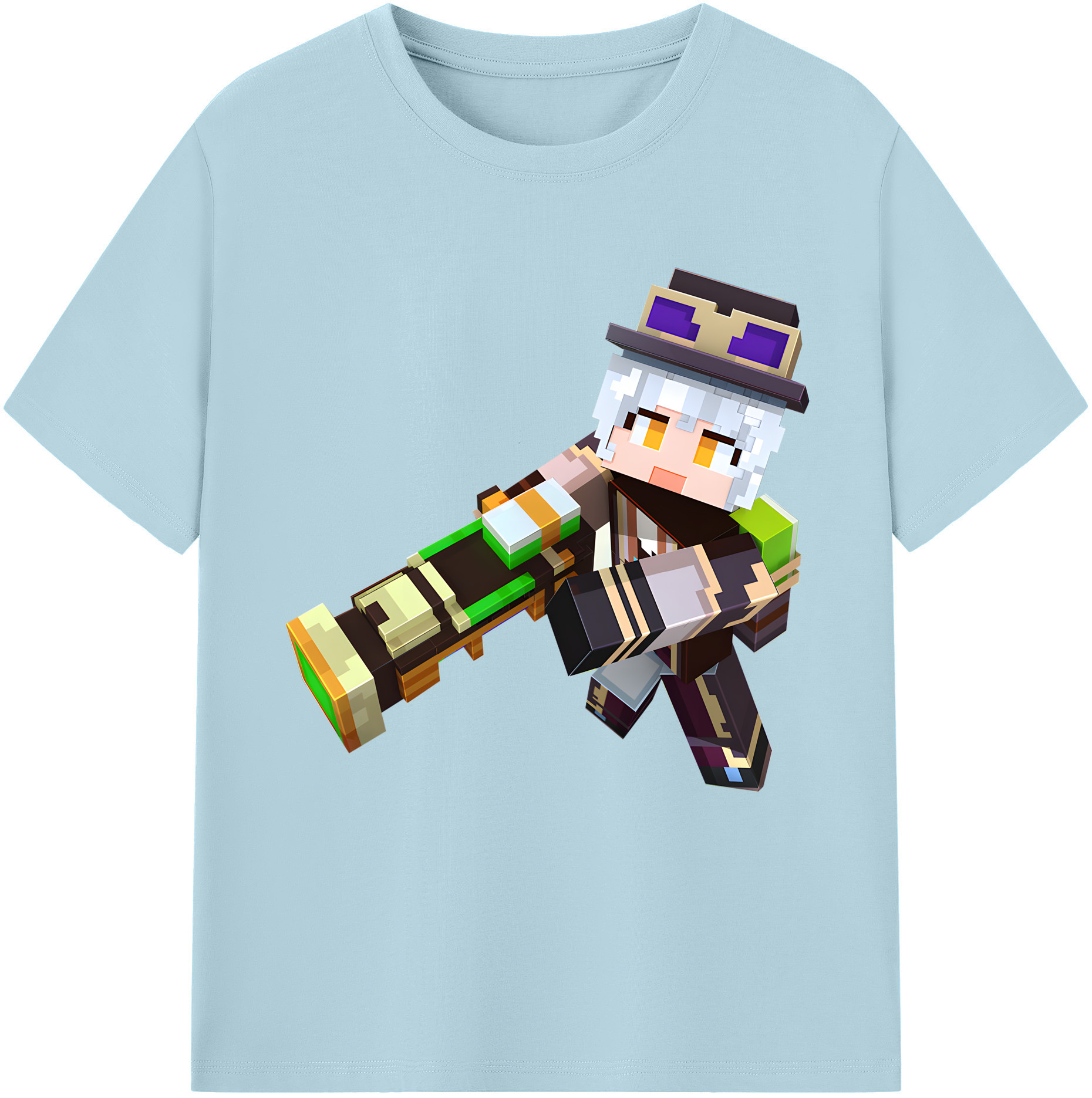 （画像用） マインクラフト ブロックの世界 Minecraft MC Block world 綿100％半袖Tシャツ（フロントプリント）
